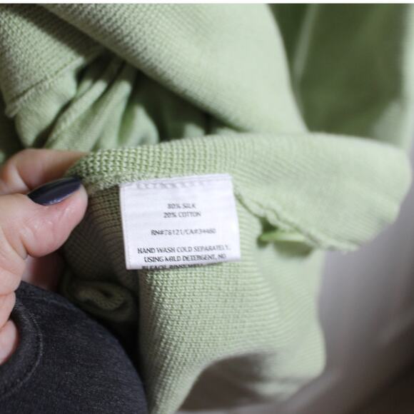 Eileen Fisher Green Silk/Cotton Blend Cardigan Sweater sz M - Picture 4 of 4